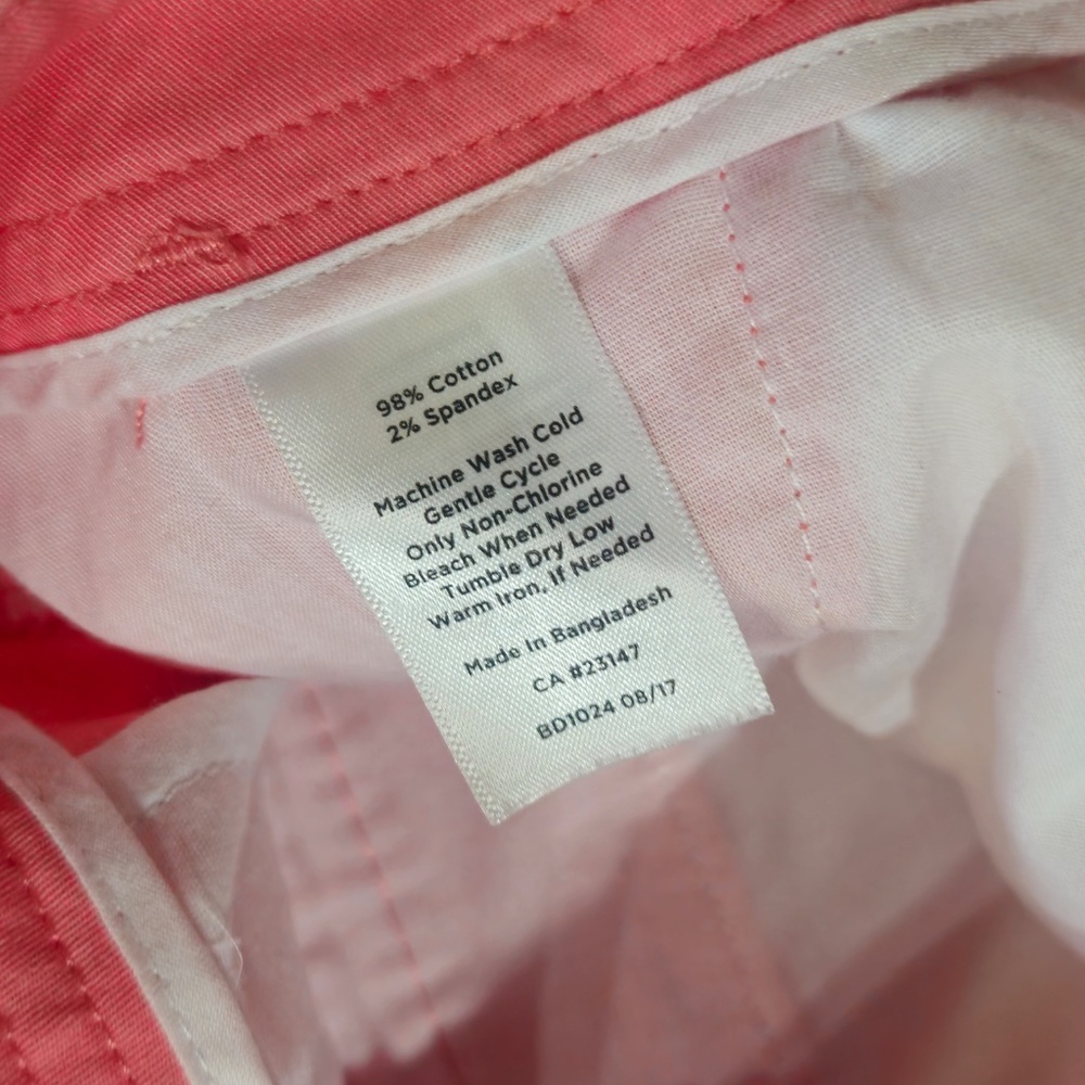 Talbots Shorts Womens 8 Coral Chino Flat Front Slash Pockets Zip - Picture 5 of 6